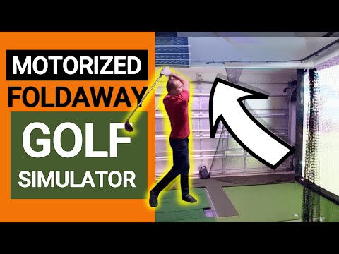 DIY Golf Simulator FOLDS into the ceiling in 5 minutes!  Park cars in the garage AND have a sim!